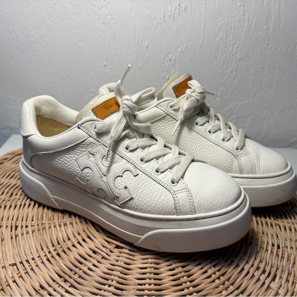 Tory Burch White Leather Platform Sneakers